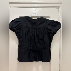 Ulla Johnson Elegant Black Puff Sleeve Top